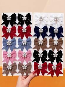 12/6/2 pezzi/Set Fermagli per capelli vintage in velluto con perle e strass a forma di fiocco, materiale in tessuto di velluto con decorazione floreale in perle, fermaglio in metallo elastico per una tenuta duratura dei capelli sciolti, accessori per capelli vintage dolci e carini - adatti per donne e ragazze, perfetti per uso quotidiano, appuntamenti, scuola, vacanze, spiaggia, feste, vacanze, regali, stagione di laurea - Multicolore - Visualizzare 1