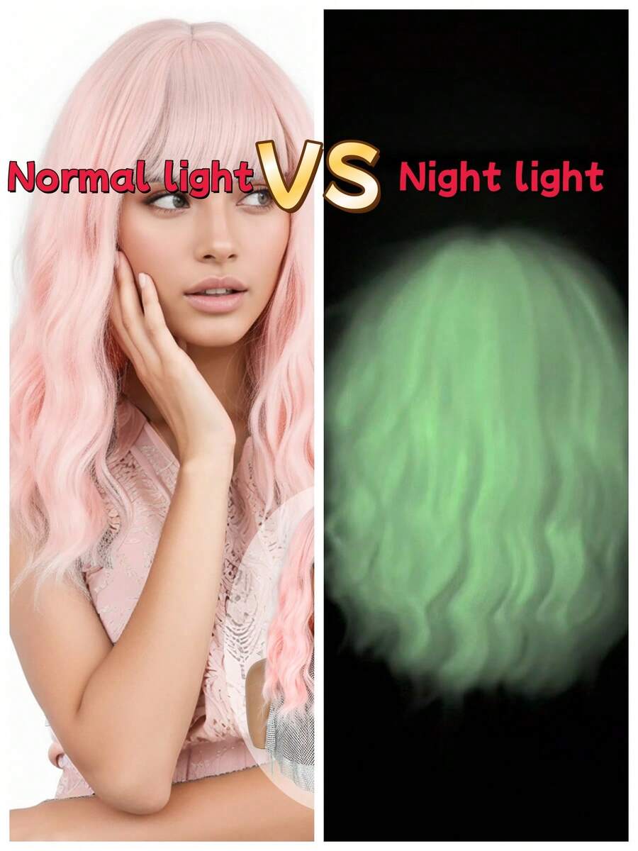 Cabelo Sintético Luminoso de Seda Durante o Dia ou Sob a Luz, Absorve Luz no Escuro ou à Noite, Branco Brilhante, Rosa, Roxo, Azul, Adequado para Mulheres, Natal, Feriado, Uso Diário, Moda, Peruca Sintética Melody, Halloween, Natal, Boate, Bar, Festa