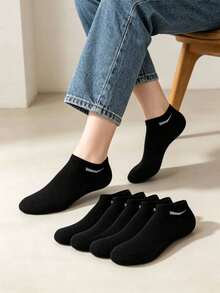 5/8 pares de calcetines de tobillo versátiles de moda para el verano - Blanco y Negro - Ver 4