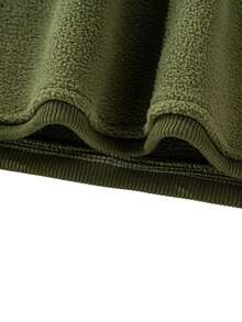 Mercer Haus Men's Solid Color Half-Zip Fleece Jacket, Loose Fit Warm Top For Autumn/Winter - Army Green - View 10