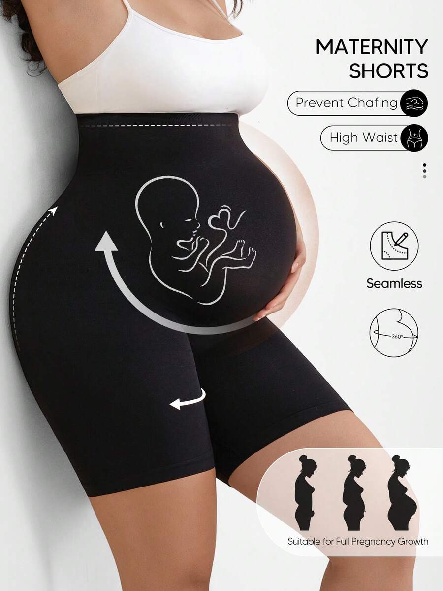 Suprenx Maternity Belly Support Shorts, Soft & Breathable Maternity Clothing - Black - View 1