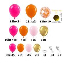 127pcs Orange And Magenta Themed Balloon Arch Set, Includes Orange, Magenta, Pink, Gold, And Glitter Foil Latex Balloons. Perfect For Birthday Parties, Baby Showers, Anniversaries, Proposals, Wedding Decorations, And All Kinds Of Party Decorations. - Multicolor - View 3