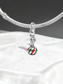1 Simple And Unique 925 Sterling Silver Christmas Enamel Ball Pendant DIY Exquisite Jewelry Gift, Suitable For Women Or Men - Gather - View 4