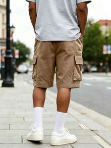 PINELF 3-Pack Men's Cargo Shorts | Summer Fashionable Versatile Casual Shorts | Multi Pocket Drawstring | Street Style Men's Sports Shorts - 卡其+灰色+黑色 - 查看 7
