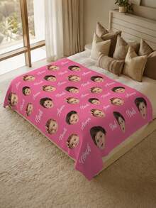 1pc Customized Photo Blanket, Personalized Photo Memorial Blanket, Suitable For Bed/Sofa/Indoor/Outdoor, Christmas Customized Gift, Friend Gift, Family Gift, Birthday Gift, Wedding Gift, Gift For Her, Girlfriend, Mom/Dad, Anniversary - Style 4 - View 2