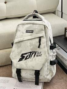 Letter Print Backpack For Teens, Large Capacity Lightweight School Bag, Unisex Campus Bookbag For Middle High School College Students, Casual Daypack - A - View 9