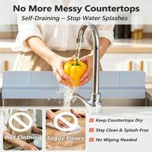 Kitchen Sink Splash Guard 23 Inch Self Draining Silicone Water Guard With High Splash Wall & Strong Suction Cups For Faucet Countertop & Sink Edge Keeps Sinks Dry Dishwasher Rustproof Easy To Clean Gray - View 3