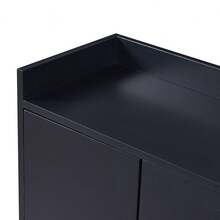 Storage Cabinet In A Modern, Minimalist Style/High-Quality MDF Panels, Storage Cabinet With Steel Tube Frame/4 Handleless Doors, Adjustable To Three Heights/Suitable For Dining Room, Living Room And Kitchen - Black - View 10