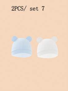 2pcs Cute Bear Ear Baby Knitted Hats, Soft Elastic Newborn Hats, 0-4 Months Universal Baby Hospital Hats, Cute Baby Hats, Suitable For Nursery And Daily Wear - Multicolor - View 19