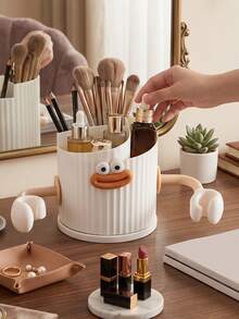 Cute Cartoon 360° Rotating Makeup Brush Holder, Multi-Grid Divided Storage Cup,It Organizes Makeup Brushes, Combs And Makeup Sponge. Non-Slip Rotating Base Keeps Items Easy To Reach, Perfect For Vanity Table And Bathroom Counter Storage. - Multicolor - View 11