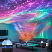 1pc Romantic Water Ripple Projection Lamp, LED Night Light, USB Powered, With Remote Control Multiple Color Adjustment Birthday Party, Wedding Halloween, Room Decoration Gift Atmosphere Light, Bedroom Light - Multi-color light - View 3