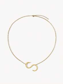 Opalesca 1pc Letter Pendant Necklace, Stainless Steel Jewelry - Yellow Gold - View 24