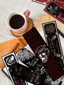 30pcs Gothic Skull Paper Bookmarks Set - Dark Academia Aesthetic Page Markers, Spooky Cute Reading Accessories For Journaling & Scrapbooking, Unique Gift For Book Lovers-Back To School - 30pcs/pack - View 7