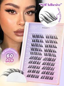 MAANGE 60 Clusters C-Curl Cat Eye Sexy Single-Stem Faux Eyelashes, Cat Eye Fox Style False Lashes, Glue-Free Easy Wear, Elongate Eye Tail And Enlarge Eyes, Loose Segmented Natural False Eyelashes, Beginner Friendly, Reusable, Single Lash Clusters, Lash Clusters, Single Stem Lashes, False Eyelashes, Eyelashes - C - View 6