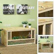 PawHut Terrarium Made Of OSB Wood For Reptiles And Amphibians With Sliding Glass Door - 80 X 40 X 40 Cm Natural Wood-XY19135 - D40-027V00ND - View 6