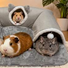 3-In-1 Cozy Cat Tunnel Bed - Play Mat & Warm Nest With Non-Slip Bottom For To Medium Cats, Rabbits & Hamsters - Multicolor - View 5