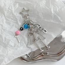 JRESSIAL Y2K Millennium Style Screw Man Keychain Cyberpunk Dice Mechanical Metal Pendant Niche Backpack Charm,Star Bag Charm - Multicolor - View 4