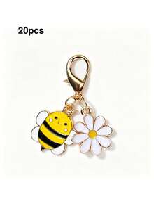 New Alloy Oil-Drip Bee Pendant Cute Animal Charm Bag Keychain Hanging Decoration Accessory - Yellow - View 17