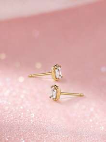 1 paire de boucles d'oreilles à tige carrées géométriques minimalistes de luxe en argent sterling S925, design de niche hypoallergénique, style Ins cool et élégant, polyvalentes, à la mode, personnalisées et exquises, pour le travail, les tenues décontractées, les fêtes et le port quotidien - carré - Voir 10