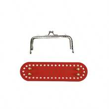 2pcs Set Silver Perforated Metal Clasp + Black PU Studded Bag Bottom, Handmade Crochet Coin Purse DIY Accessories, Woven Handmade Beginner Small Bag Supplies - Multicolor - View 10