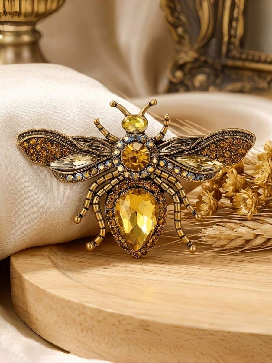 Chaton Bee Bee Brooch, Suitable For Women, Unisex, Creative Crystal Gemstone Insect Brooch - Bee - View 1