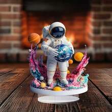 Cross-Border Hot-Selling Astronaut Planet Acrylic Flat Ornament Home Living Room Bedroom Desktop Decoration Holiday Gift, Autumn Decoration, Autumn Home Decor, Cute Room Decor, Living Room Bedroom Decor, Bedroom Decor - 1PC - View 6