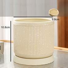 Creative Ceramic Flower Pot With Ceramic Tray, Home Use, Modern Minimalist Design, Suitable For Orchids And Green Plants - 1pc - View 16