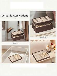 1pc Large Wooden Jewelry Tray, Jewelry Storage & Display Tray, Drawer-Style Earring Storage Box, Stackable Jewelry Storage Tray, Multi-Functional Jewelry Display Tray - Multicolor - View 9