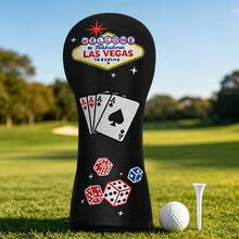1pc Golf Club Headcover, Golf Driver/Fairway Wood/Hybrid Headcover, Lucky Four-Leaf Clover Cross Pattern Golf Headcover With Number Tag - Multicolor - View 3