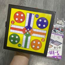 兒童小型 5 合 1 磁性便攜收納口袋遊戲組，國際象棋、西洋跳棋、大富翁、蛇梯棋，適合家庭聚會的桌面遊戲，節日禮物、玩具，可折疊遊戲盤，派對遊戲，新年、聖誕節、生日禮物 - 彩色 - 查看 5