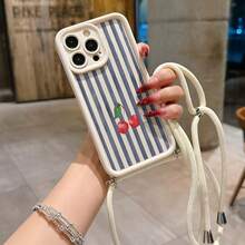 Convenient Lanyard Phone Case With Multi-Functional Adjustable Lanyard And Crossbody Shoulder Strap, High Bamboo Antique White, Easy And Convenient TPU Shockproof Protective Case Compatible With Apple Phones - Antique White - View 1
