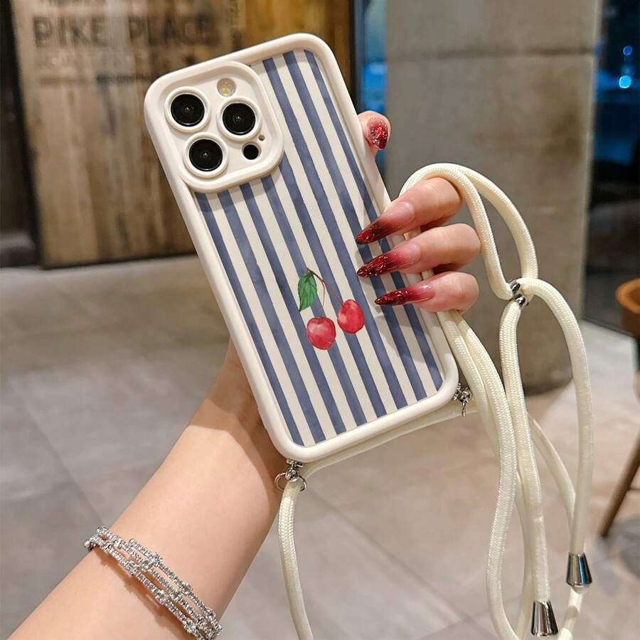Convenient Lanyard Phone Case With Multi-Functional Adjustable Lanyard And Crossbody Shoulder Strap, High Bamboo Antique White, Easy And Convenient TPU Shockproof Protective Case Compatible With Apple Phones - Antique White - View 1