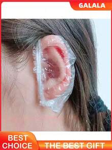 1/50/100/200pcs Transparent Bath Ear Covers, Waterproof Elastic Ear Caps, Thickened Large High-Elastic Ear Covers For Bathing And Hair Care, Convenient For Travel, Home Bathroom Decor, Autumn Decor, Back To School Decor - Multicolor - View 2