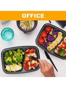 50/20/10/1 Pack Reusable 2-Compartment Meal Prep Containers With Lids, Durable Leak-Proof, Microwave, Freezer, Dishwasher , Portable For On-The-Go, Black - Black - View 6