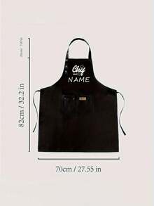 Customizable Name Apron - Durable And Comfortable Neutral Kitchen Workwear, Easy To Care For, Practical Design With Pockets And Adjustable Shoulder Straps, Suitable For Cooking Enthusiasts - Multicolor - View 2