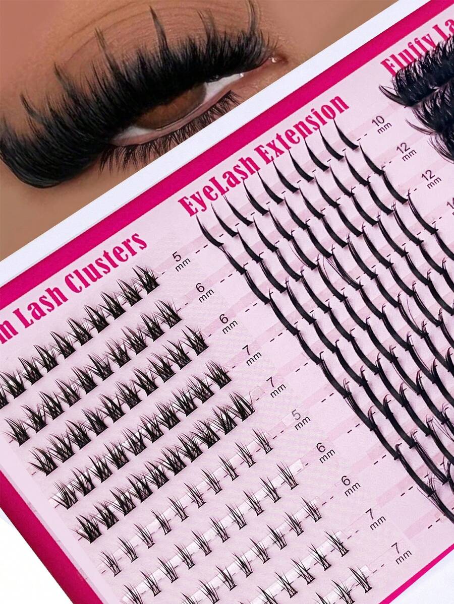 LIMEIKAI 10Rows Lash Clusters Spikes Eyelash Extensions Spiky Lashes Extension Thick Individual Cluster Lashes With Spikes&Bottom Lashes