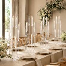 Vincidern 12PCS 8 Arm Acrylic Candelabra Candle Holder For Wedding,38.5inch Tall Clear Candlestick Holders With Shade For Anniversary Tables Party Valentine's Day Event Dinner Decoration ,No Candles Included - 8頭燭台 - 查看 4