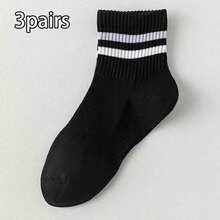 1/3/6 Pairs Women's Colorful Cute Striped Mid-Calf Socks, White Sports Socks, Soft And Breathable, Suitable For Summer And Autumn Daily Wear - Multicolor - View 9