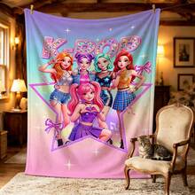 1件 K-POP 女團印花法蘭絨毯，法蘭絨布料製成，柔軟親膚，可用作居家冷氣毯、午睡毯、床單，也適合野餐、車內、露營等場景 - 淡紫色 - 查看 17