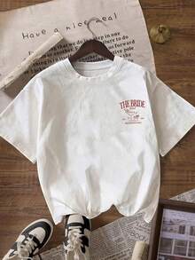 ZZG Es Trus 夏季女款「THE BRIDE Club」圖案印花街頭 Y2K 風格白色圓領大尺碼短袖 T-shirt 上衣休閒款 - 白色 - 查看 3