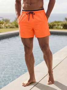 Herren Schnelltrocknende Orange Mesh Badehose mit Taschen - Orange - Übersicht 1