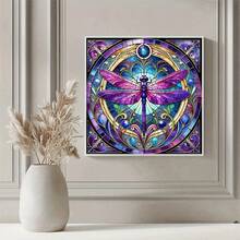 1PC| 5D DIY Diamond Painting | Purple Dragonfly Pattern Diamond Painting Kit, Full Drill Mosaic Craft Set. High Definition Art Diamond Painting. Suitable For Adult Beginners DIY Mosaic Diamond Art, Focus And Relax Through DIY, Suitable For Living Room, Bedroom, Office Wall Decoration Hanging Painting, Surprise Holiday Home Decor Gift For Family And Friends, Unframed [30*30cm/11.8*11.8in][40*40cm/15.7*15.7in] - No Frame - View 3