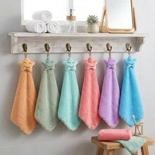 Coral Fleece Creative Cartoon Soft Absorbent Hand Towel With Hanging Rope 1pc/6pcs - Multicolor - View 5