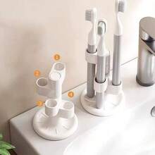 1/3pcs 360° Rotating White Desktop Pencil And Pen Holder, Desktop Organizer And Storage For Office, Multi-Functional Storage Rack For Makeup Brushes, Toothbrushes, Ballpoint Pens, Pencils, Hair Accessories, Hair Ties, Back To School, Home Use - Sets - View 3