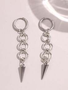 1 Pair Punk Rock Unique Gothic Design Edgy Geometric Spike Drop Earrings, Unisex Daily Wear & Party Jewelry - Multicolor - View 5