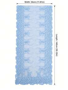 1pc Solid Color Knitted Embroidered Floral Lace Shawl/Scarf - Multicolor - View 11