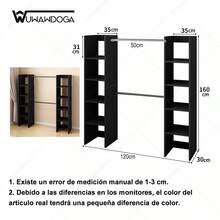 WUWAWDOGA Modern Open Style Wardrobe With Shelves And Two Hanging Rails - Black - View 5