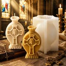 Jesus Candle Mold Religious Cross Silicone Candle Mold Handmade Sacred Jesus Face Candle DIY Craft Mold For Church Decor Gift - Jesus Mold - View 2