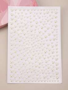 1pc Silver-White Multicolor 3d Faux Pearl Sticker For Face & Eye Makeup, Diy Dance Party Decoration,Concert Look,Face Gems - Multicolor - View 2