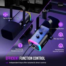 Kit Mikrofon Gaming FIFINE, Set Mikrofon XLR/USB untuk PC/Mixer, Mikrofon Dinamis dengan Stand Lengan Boom dan Kontroler RGB, Tombol Mute, Tombol Gain, untuk Rekaman Podcast, Vokal-AmpliGame AM8T - View 7